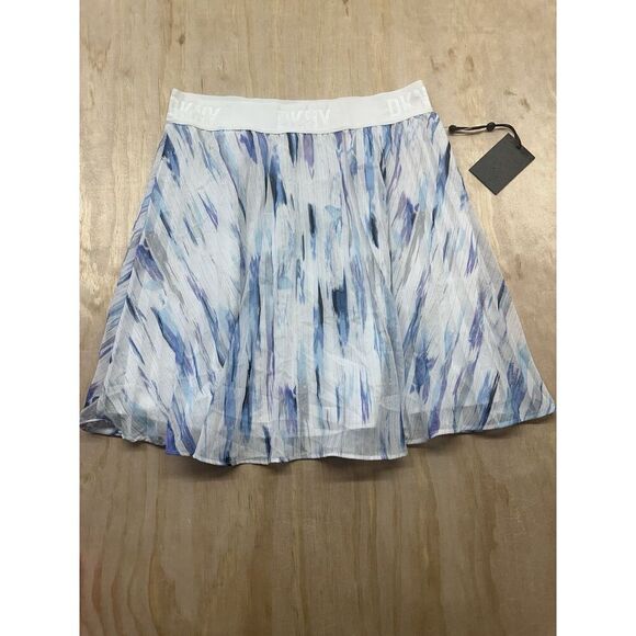 DKNY Women's Pull-On Printed Chiffon Skirt (White/Flint Multi) M Mini Flowy - Picture 1 of 4